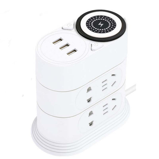 Mobile Phone Wireless Charging Socket Creative Smart USB Power Strip Multi-Function Desktop Vertical Power Strip, CN Plug, Specification: 3 Meters, Style:3 Layer(White) - Consumer Electronics by buy2fix | Online Shopping UK | buy2fix