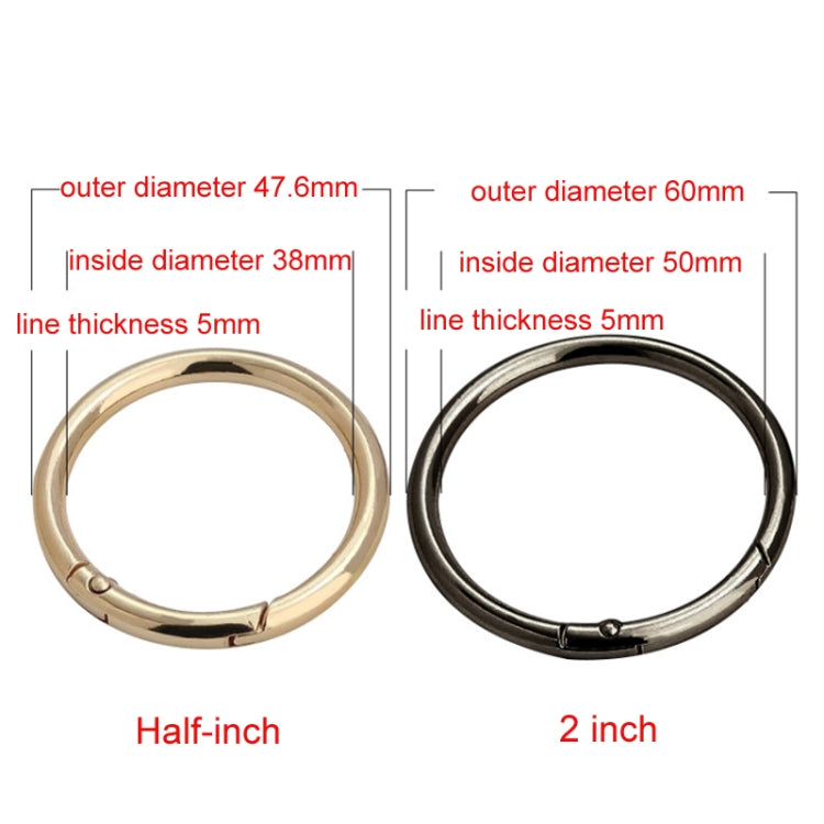 10pcs Zinc Alloy Spring Ring Metal Open Bag Webbing Keychain, Size:2 inch Black - In Car by buy2fix | Online Shopping UK | buy2fix