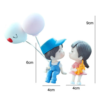 In Car Ornament Lovely Kissing Couple Doll, Colour:Blue+Spring Balloon - In Car by buy2fix | Online Shopping UK | buy2fix