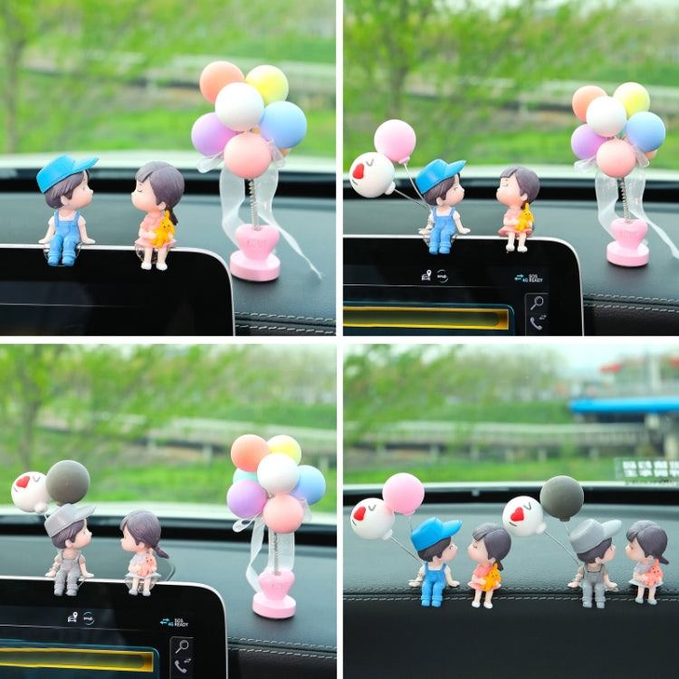 In Car Ornament Lovely Kissing Couple Doll, Colour:Gray Couple Balloon+Spring Balloon - In Car by buy2fix | Online Shopping UK | buy2fix