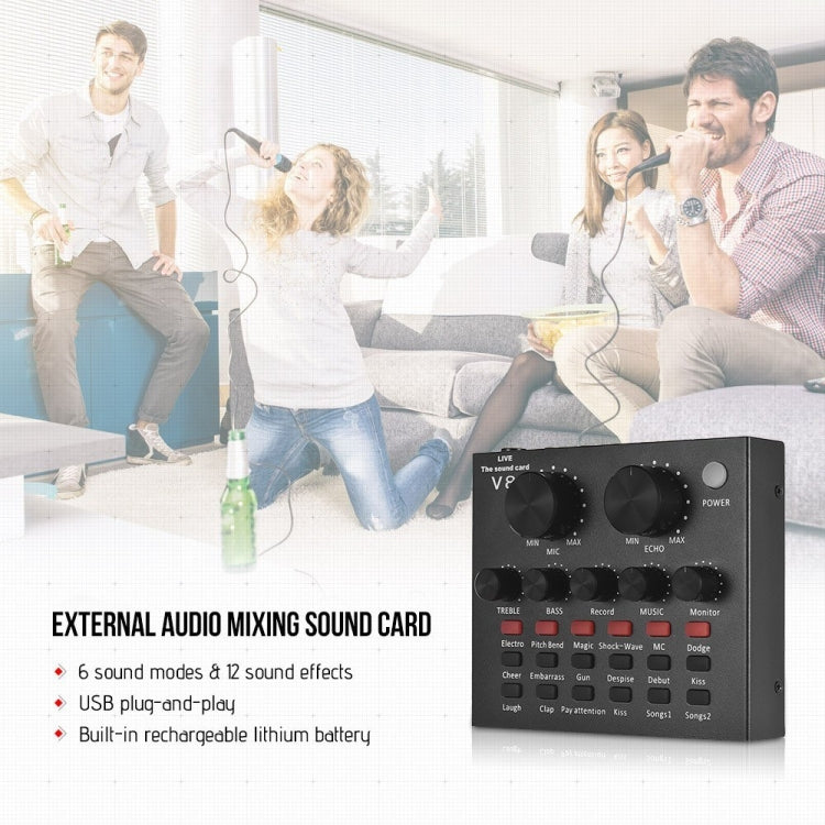 V8 Sound Card Set Dual Mobile Phone Computer Live Broadcast Universal Sound Card - Live Sound Effects Processors by buy2fix | Online Shopping UK | buy2fix