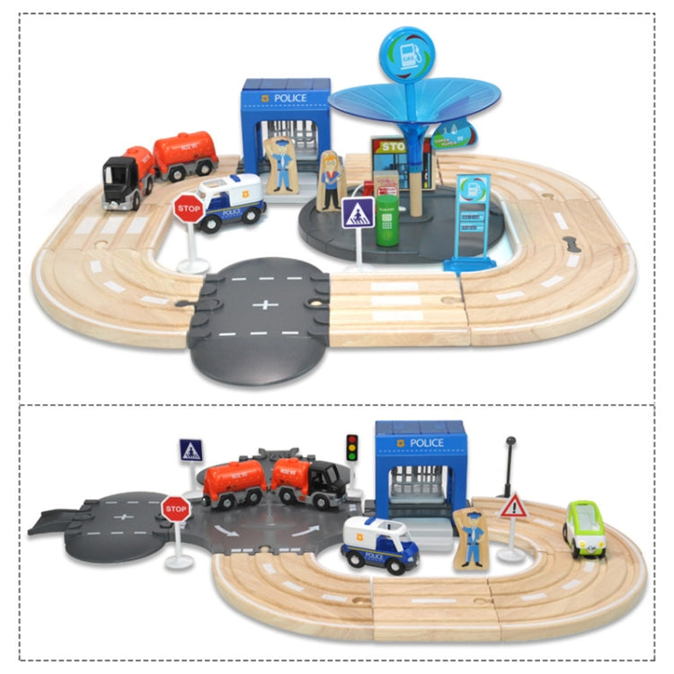 Multifunctional Wooden Police Station Road Track Set Baby Assembling Building Blocks Educational Early Education Toys - Building Blocks by buy2fix | Online Shopping UK | buy2fix