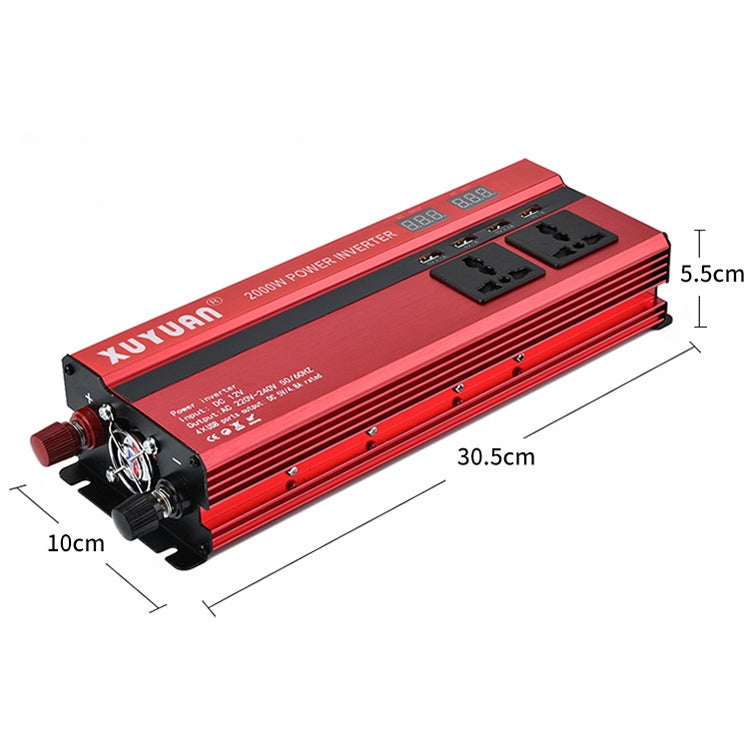 XUYUAN 2000W Car Inverter with USB Display Converter, Specification: 12V to 220V -  by Car Inverter | Online Shopping UK | buy2fix