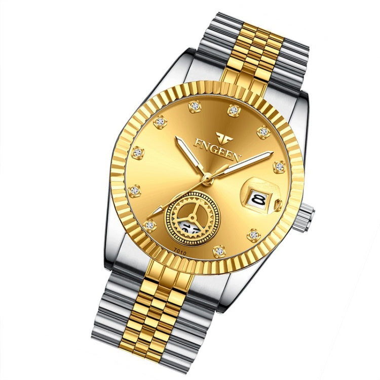 FNGEEN 7010 Middle-Aged and Elderly Men Luminous Calendar Quartz Watch(Between Gold Golden Surface) - Metal Strap Watches by FNGEEN | Online Shopping UK | buy2fix