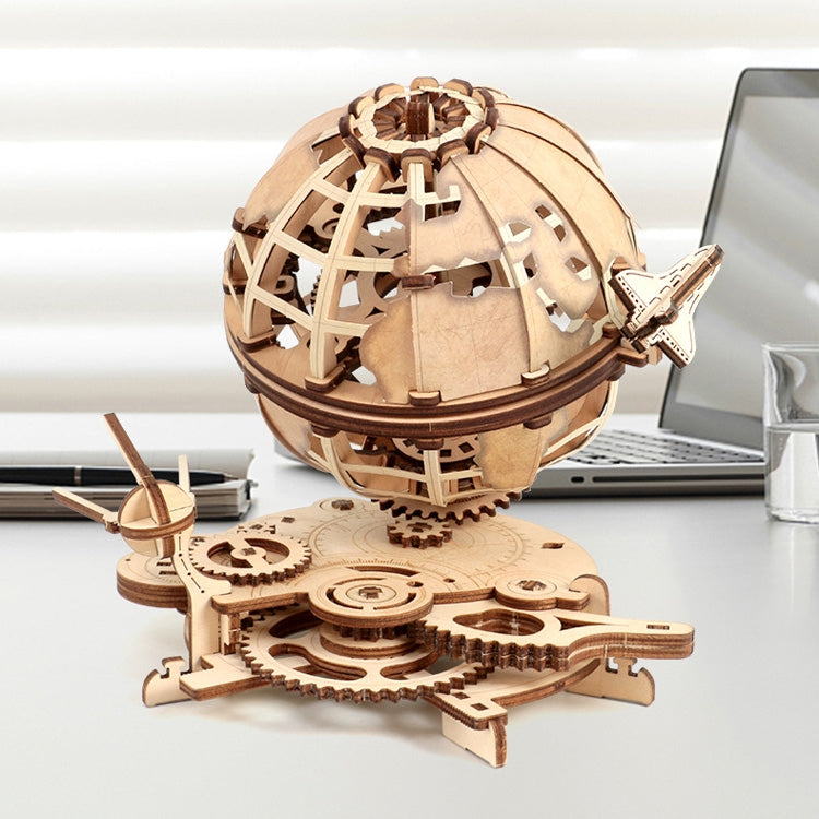 Wooden Mechanical Transmission Model Globe Office Ornaments Children Puzzle Assembly Toys(Gear Shift Globe) - Model Toys by buy2fix | Online Shopping UK | buy2fix