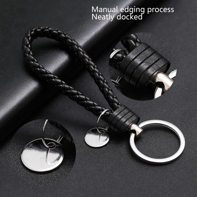 100 PCS Woven Leather Cord Keychain Car Pendant Leather Key Ring Baotou With Small Round Piece(Navy) - Key Rings by buy2fix | Online Shopping UK | buy2fix