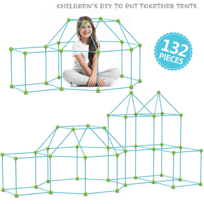 132 in 1 DIY Tent Toy Assembling Play House DIY Children Tent Building Toy( Round-Green) - Toy Sports by buy2fix | Online Shopping UK | buy2fix