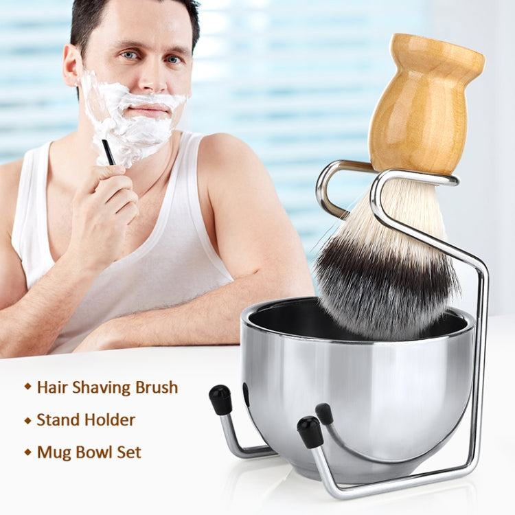 B3004 3 Pcs/Set Men Styling Tools Nylon Beard Brush Rack Foam Bowl(3 Pcs/Set) - Hair Trimmer by buy2fix | Online Shopping UK | buy2fix