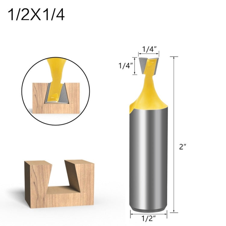 1/2 Handle Dovetail Cutter Wood Engraving Small Milling Cutter, Specification: 1/2x1/4mm - Others by buy2fix | Online Shopping UK | buy2fix