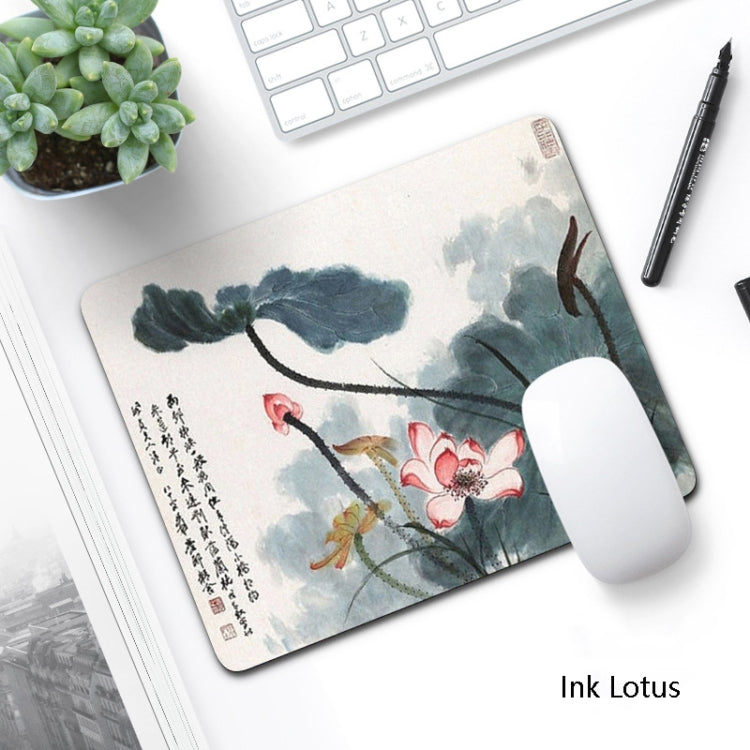 6 PCS Non-Slip Mouse Pad Thick Rubber Mouse Pad, Size: 21 X 26cm(Ink Lotus) - Mouse Pads by buy2fix | Online Shopping UK | buy2fix