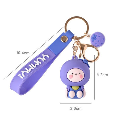 5 PCS Cartoon Animal Fruit Soft Rubber Doll Keychain School Bag Pendant(Pineapple) - Key Rings by buy2fix | Online Shopping UK | buy2fix