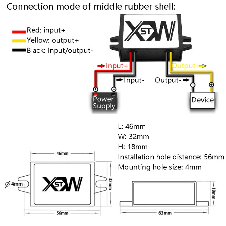 XWST DC 12/24V To 5V Converter Step-Down Vehicle Power Module, Specification: 12/24V To 5V 5A Medium Rubber Shell -  by buy2fix | Online Shopping UK | buy2fix