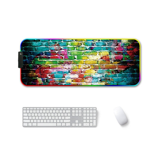 350x600x3mm F-01 Rubber Thermal Transfer RGB Luminous Non-Slip Mouse Pad(Colorful Brick) - Mouse Pads by buy2fix | Online Shopping UK | buy2fix