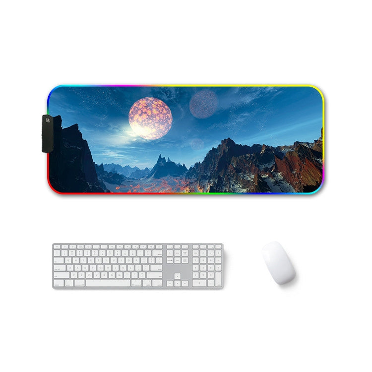 350x900x4mm F-01 Rubber Thermal Transfer RGB Luminous Non-Slip Mouse Pad(Snow Peak) - Mouse Pads by buy2fix | Online Shopping UK | buy2fix