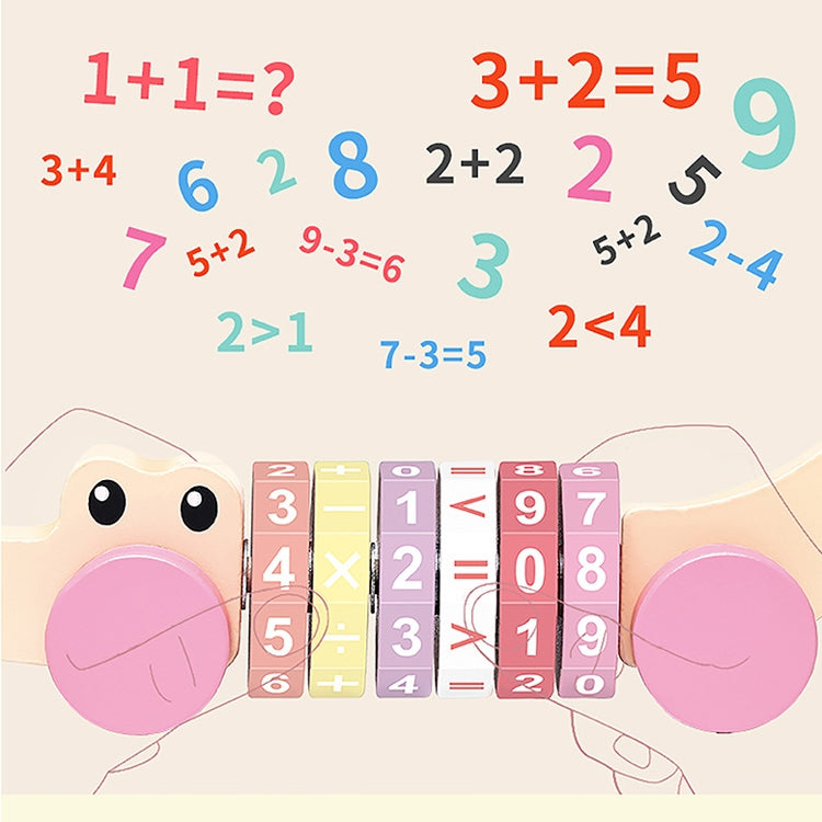 Children Number Puzzle Arithmetic Multicolor Rotating Shaft Baby Early Education Wooden Teaching Kids, Style: Crocodile Pink - Math Toys by buy2fix | Online Shopping UK | buy2fix