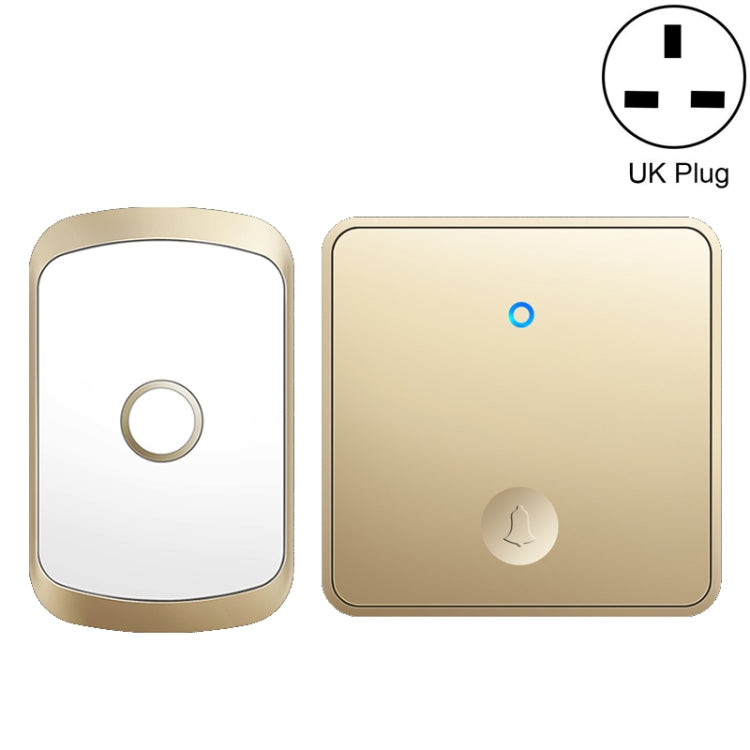 CACAZI FA50 1 For 1 Push-button Self-generating Wireless Doorbell, Plug:UK Plug(Gold) - Wireless Doorbell by CACAZI | Online Shopping UK | buy2fix