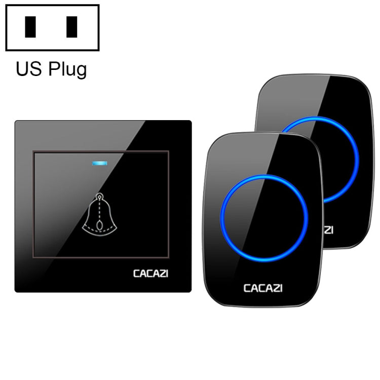 CACAZI H10 1 For 2 Home Wireless Music Doorbell without Battery, Plug:US Plug(Black) - Wireless Doorbell by CACAZI | Online Shopping UK | buy2fix