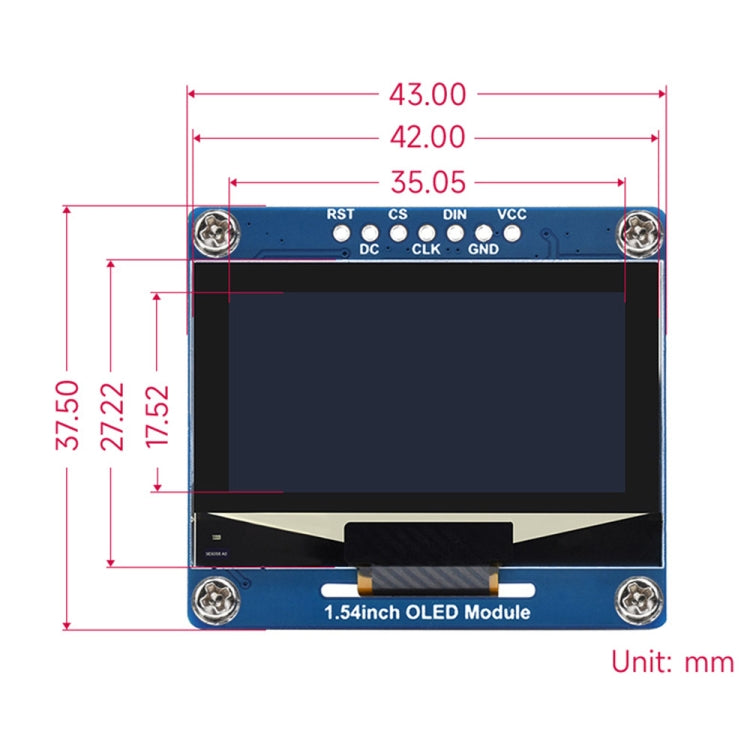 Waveshare 1.54 Inch OLED Display Module, 128×64 Resolution, SPI / I2C Communication(Blue) - LCD & LED Display Module by Waveshare | Online Shopping UK | buy2fix