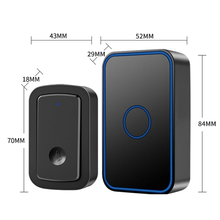 CACAZI A19 1 For 1 Wireless Music Doorbell without Battery, Plug:UK Plug(Black) - Wireless Doorbell by CACAZI | Online Shopping UK | buy2fix