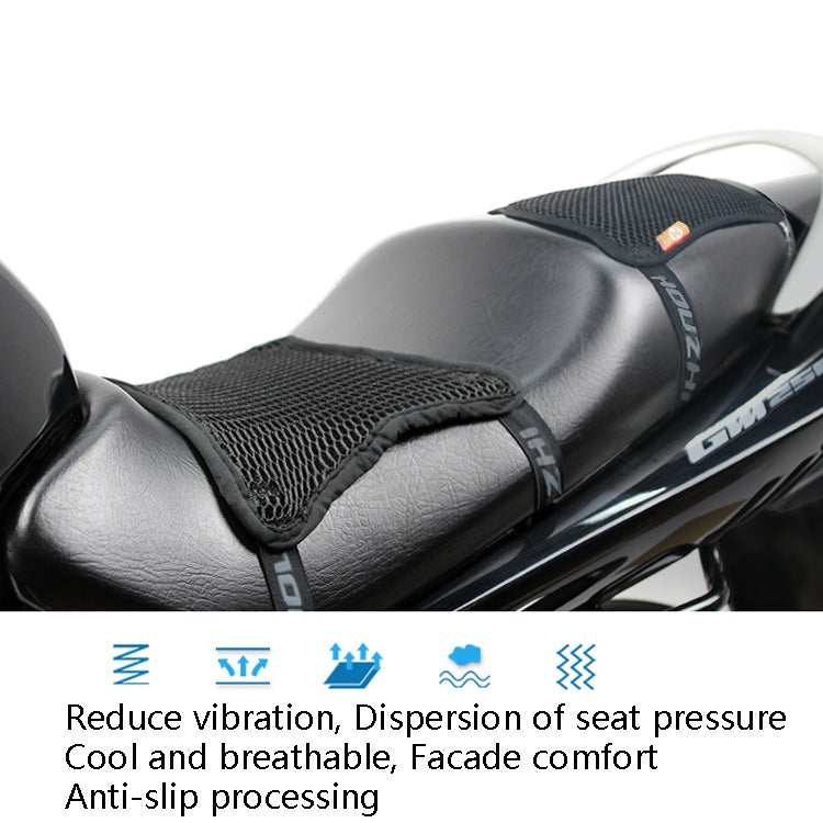 HOUZHI MTZT1010 Motorcycle Sun Insulation Cushion 3D Grid Breathable Sweating Cool Seat Cover, Style: Double Layer L - In Car by buy2fix | Online Shopping UK | buy2fix