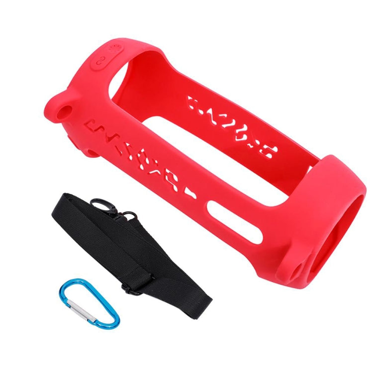 P401 For JBL Pulse4 Portable Shockproof Silicone Protective Case with Carabiner & Lanyard(Rose Red) - Protective Case by buy2fix | Online Shopping UK | buy2fix