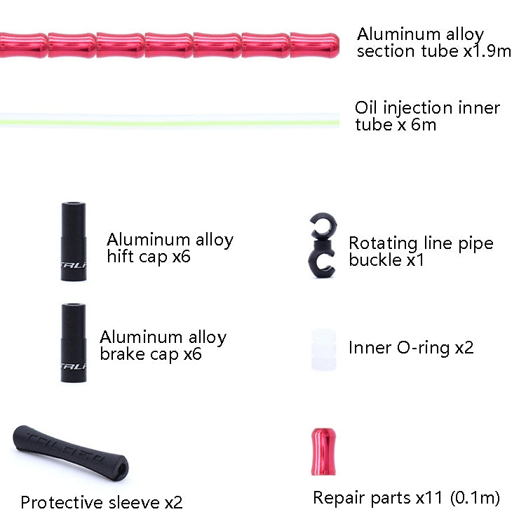 TRLREQ Mountain Road Bicycle Aluminum Alloy Brake Outer Tube Oil-Filled Fish Bone Line Tube, Colour: Red - Outdoor & Sports by buy2fix | Online Shopping UK | buy2fix