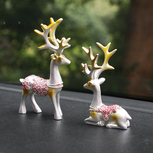 2 Pairs R-8820 Car Ornaments Car Home Safe Deer Decorations(Silver) - In Car by buy2fix | Online Shopping UK | buy2fix