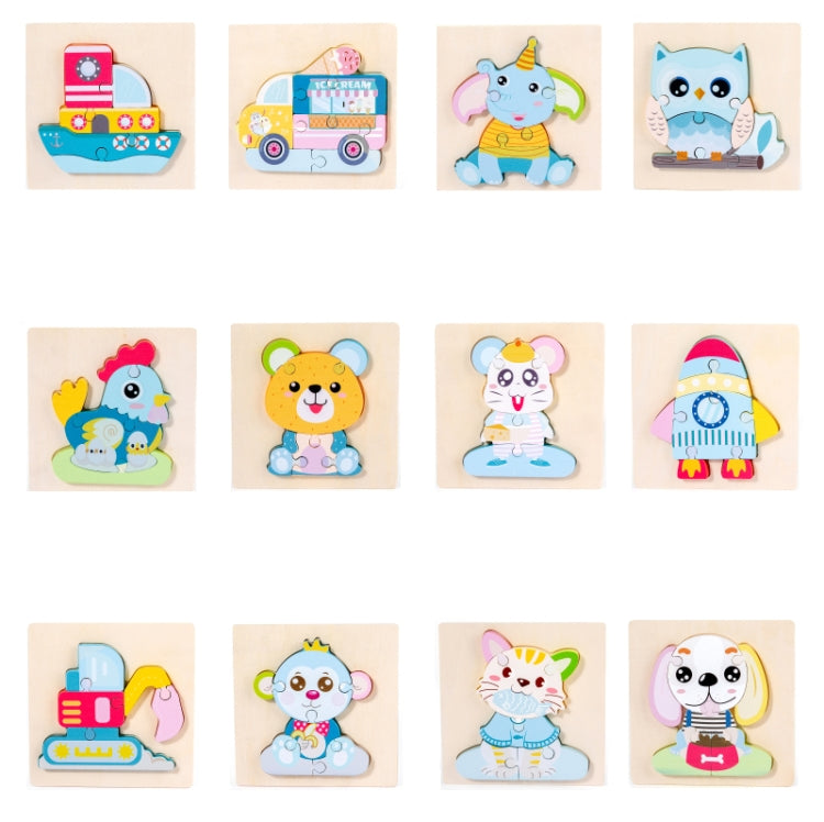 3 PCS Early Childhood Education Wooden Three-Dimensional Jigsaw Puzzle Toy(S-Puppy) - Puzzle Toys by buy2fix | Online Shopping UK | buy2fix