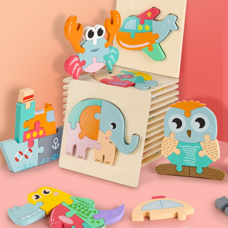 3 PCS Early Childhood Education Wooden Three-Dimensional Jigsaw Puzzle Toy(S-Digging Machine) - Puzzle Toys by buy2fix | Online Shopping UK | buy2fix