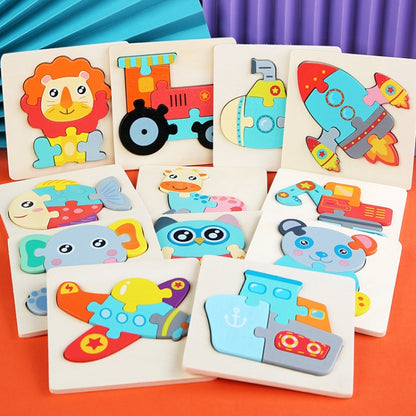 5 PCS Children Wooden Three-Dimensional Puzzle Early Education Cartoon Animal Geometric Educational Toys(Tractor) - Puzzle Toys by buy2fix | Online Shopping UK | buy2fix