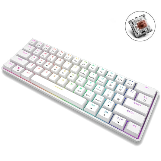 LEAVEN K28 61 Keys Gaming Office Computer RGB Wireless Bluetooth + Wired Dual Mode Mechanical Keyboard, Cabel Length:1.5m, Colour: Tea Axis (White) - Wireless Keyboard by LEAVEN | Online Shopping UK | buy2fix