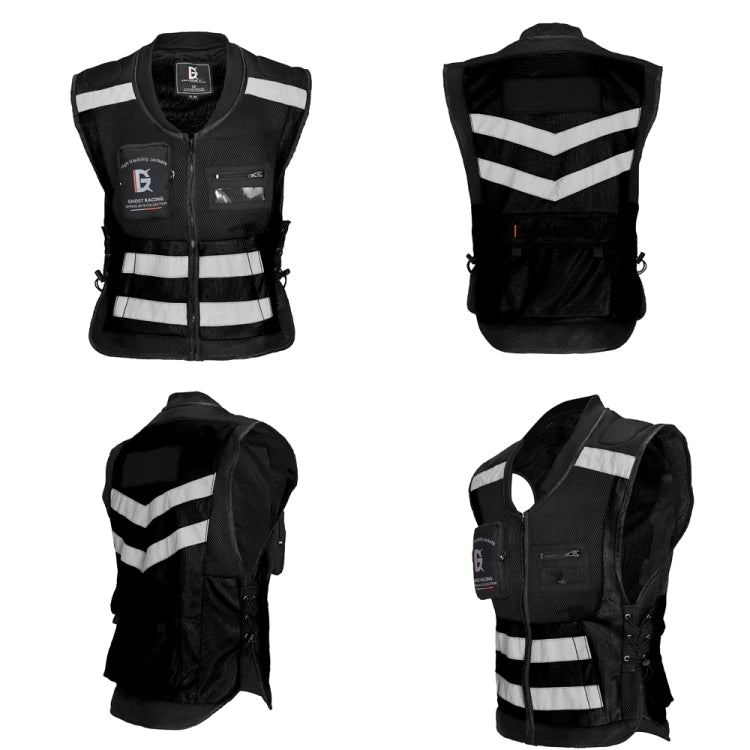 GHOST RACING GR-Y06 Motorcycle Riding Vest Safety Reflective Vest, Size: L(Black) - In Car by GHOST RACING | Online Shopping UK | buy2fix