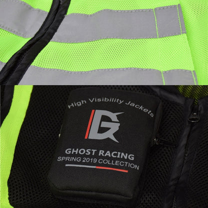 GHOST RACING GR-Y06 Motorcycle Riding Vest Safety Reflective Vest, Size: XXL(Black) - In Car by GHOST RACING | Online Shopping UK | buy2fix