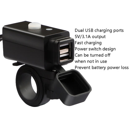 C082 Motorcycle Mobile Phone Charger Waterproof USB Charger With Switch Indicator - In Car by buy2fix | Online Shopping UK | buy2fix