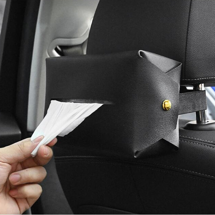 2 PCS Car Leather Tissue Box Home Paper Towel Storage Box(Black) - In Car by buy2fix | Online Shopping UK | buy2fix