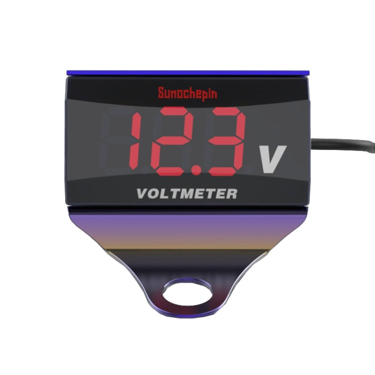 SUMOCHEPIN SMCP101 8-150V Motorcycle Modified Voltmeter LED Digital Display Electric Pressure Meter, Colour: Colorful Bracket+Red Voltmeter - In Car by buy2fix | Online Shopping UK | buy2fix