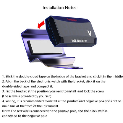 SUMOCHEPIN SMCP101 8-150V Motorcycle Modified Voltmeter LED Digital Display Electric Pressure Meter, Colour: Colorful Bracket+Red Voltmeter - In Car by buy2fix | Online Shopping UK | buy2fix