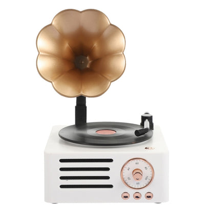 T15 Petunia Retro Vinyl Record Player Wireless Multifunction Mini Bluetooth Audio(White) - Mini Speaker by buy2fix | Online Shopping UK | buy2fix