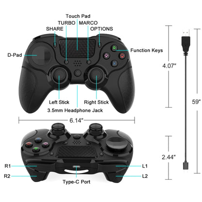 MB-P913 PC Six-Axis Somatosensory Back Key Programming Dual Vibration Bluetooth Gamepad For PS4 Pro(Red Black) - Gamepads by buy2fix | Online Shopping UK | buy2fix