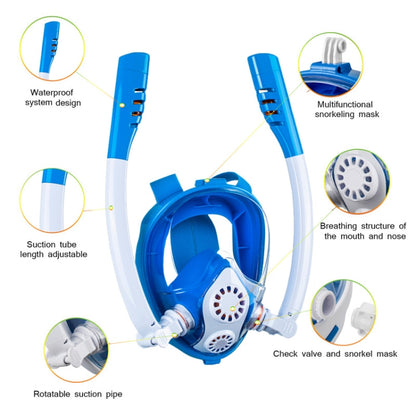 Kids Double Tube Full Dry Silicone Diving  Snorkeling Mask Swimming Glasses, Size: XS(White Blue) - DJI & GoPro Accessories by buy2fix | Online Shopping UK | buy2fix