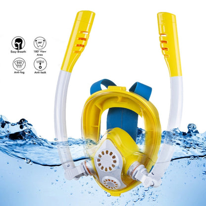 Kids Double Tube Full Dry Silicone Diving  Snorkeling Mask Swimming Glasses, Size: XS(White Blue) - DJI & GoPro Accessories by buy2fix | Online Shopping UK | buy2fix