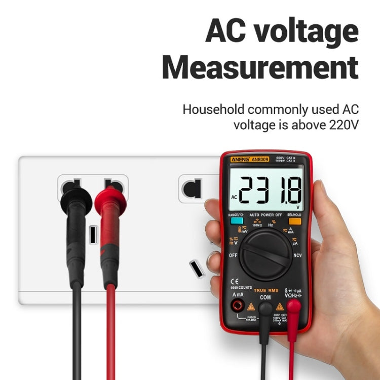 ANENG AN8009 NVC Digital Display Multimeter, Specification: Standard with Cable(Black) - Consumer Electronics by ANENG | Online Shopping UK | buy2fix