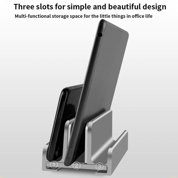 Aluminum Alloy Laptop Tablet Phone Storage Stand, Color: L402 Three Slots (Gray) - Computer & Networking by buy2fix | Online Shopping UK | buy2fix