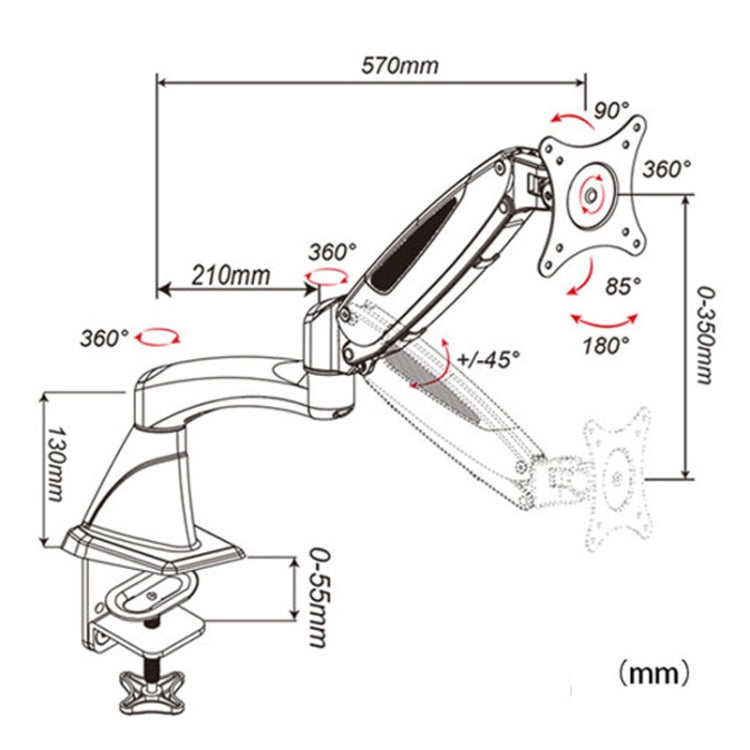 Gibbon Mounts Multifunctional Telescopic Rotating Lifting Monitor Stand, Color: GM112FC Clip Table White - Computer & Networking by buy2fix | Online Shopping UK | buy2fix