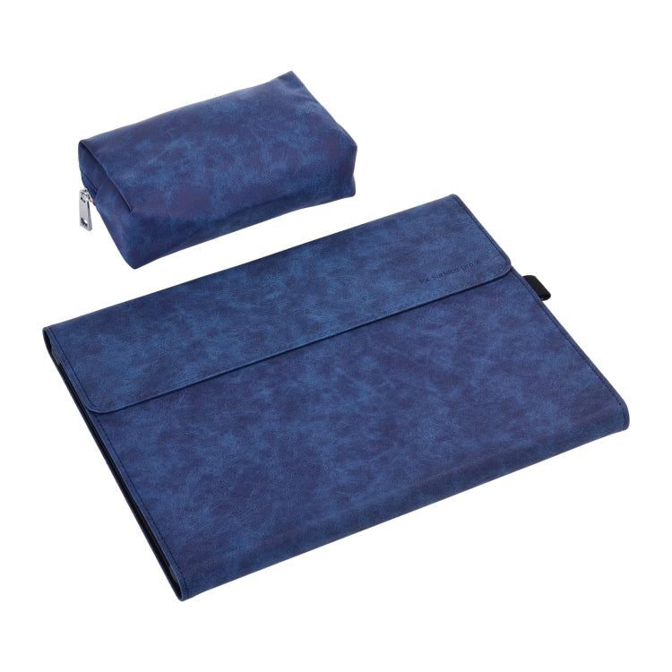 13 inch Leather Tablet Protective Case For Microsoft Surface Pro X, Color: Dark Blue + Power Bag - 13.3 inch by buy2fix | Online Shopping UK | buy2fix