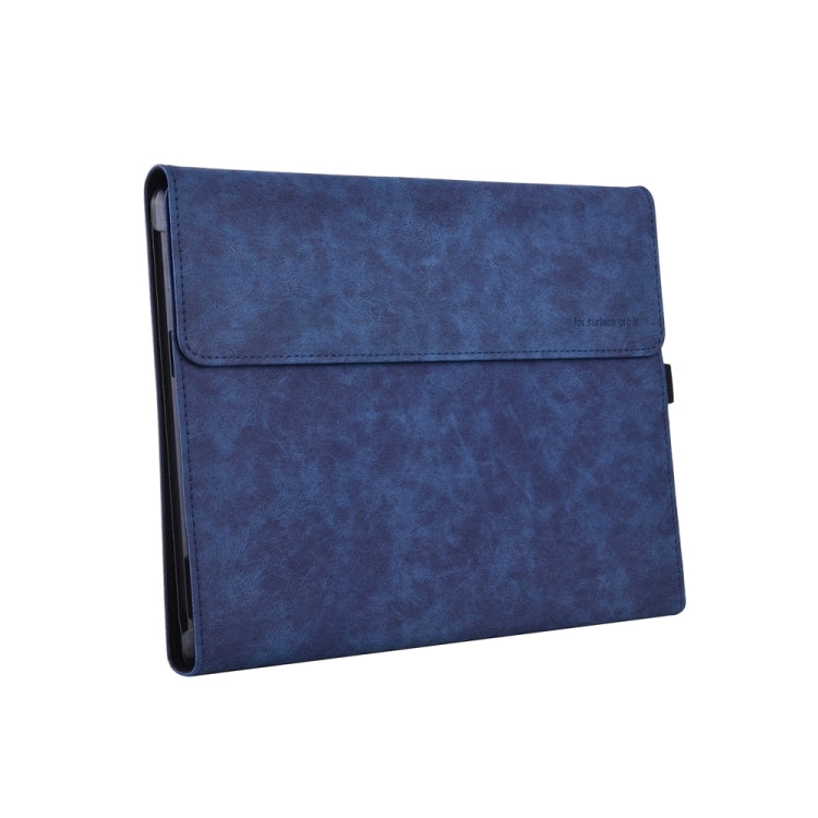 13 inch Leather Tablet Protective Case For Microsoft Surface Pro X, Color: Dark Blue + Power Bag - 13.3 inch by buy2fix | Online Shopping UK | buy2fix