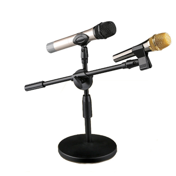 LKT-300 30-65cm Full Metal Disc Base Dual Microphone Stand,Size: 140mm Base - Consumer Electronics by buy2fix | Online Shopping UK | buy2fix