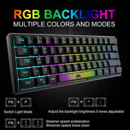 ZIYOU LANG K61 62 Keys RGB Lighting Mini Gaming Wired Keyboard, Cable Length:1.5m(Blue) - Wired Keyboard by ZIYOU LANG | Online Shopping UK | buy2fix