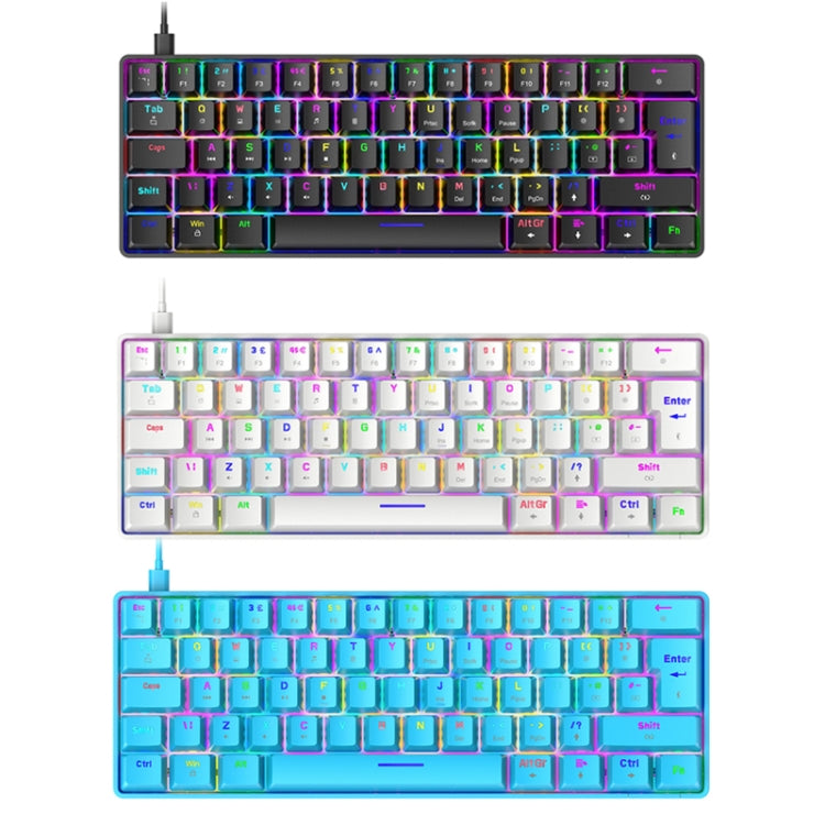 ZIYOU LANG T60 62-Key RGB Luminous Mechanical Wired Keyboard, Cable Length:1.5m(White Green Shaft) - Wired Keyboard by ZIYOU LANG | Online Shopping UK | buy2fix