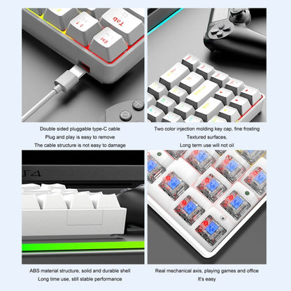 ZIYOU LANG T60 62-Key RGB Luminous Mechanical Wired Keyboard, Cable Length:1.5m(White Red Shaft) - Wired Keyboard by ZIYOU LANG | Online Shopping UK | buy2fix